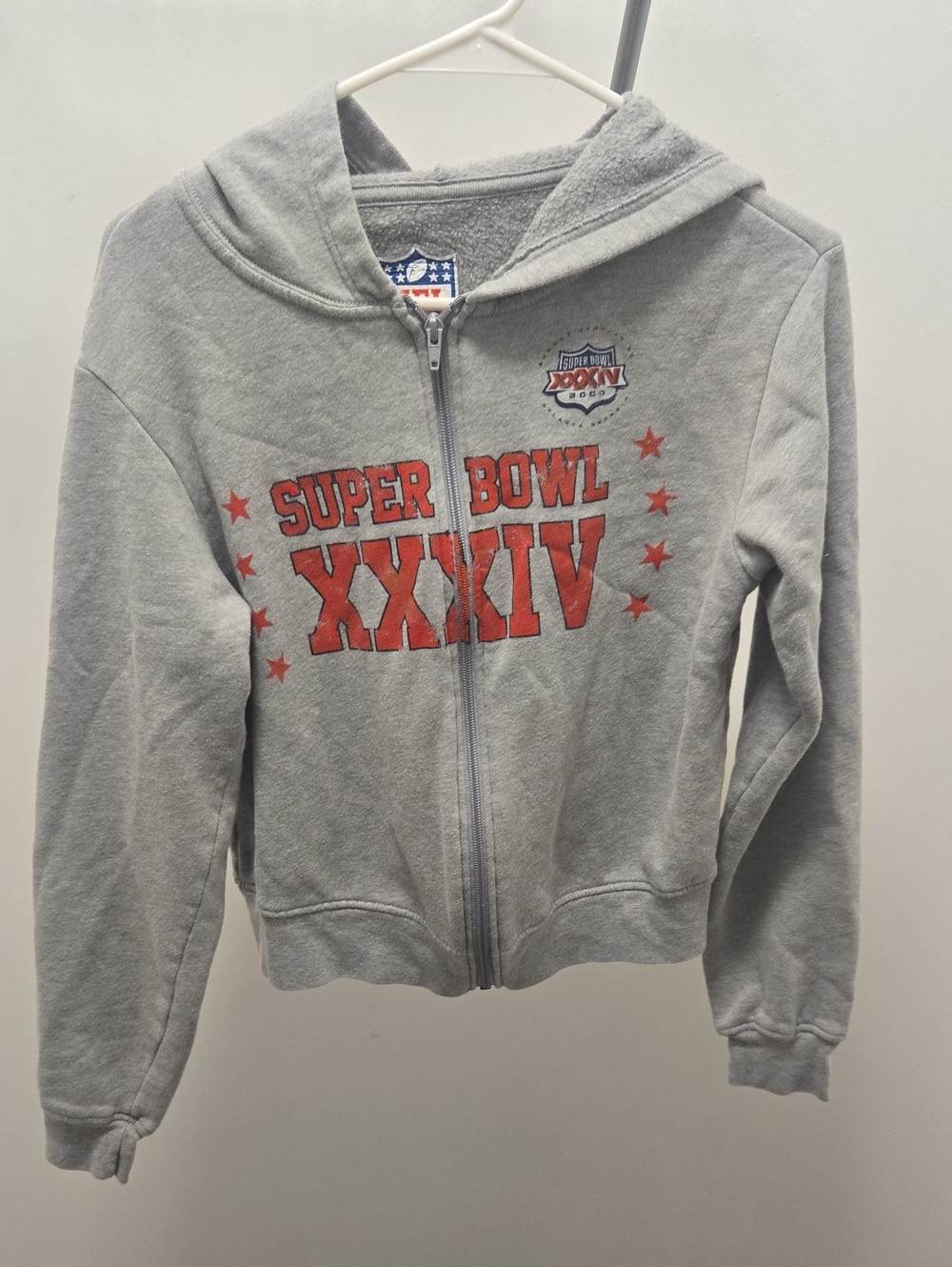Womens Gray Super Bowl XXXIV Zip-Up Hoodie